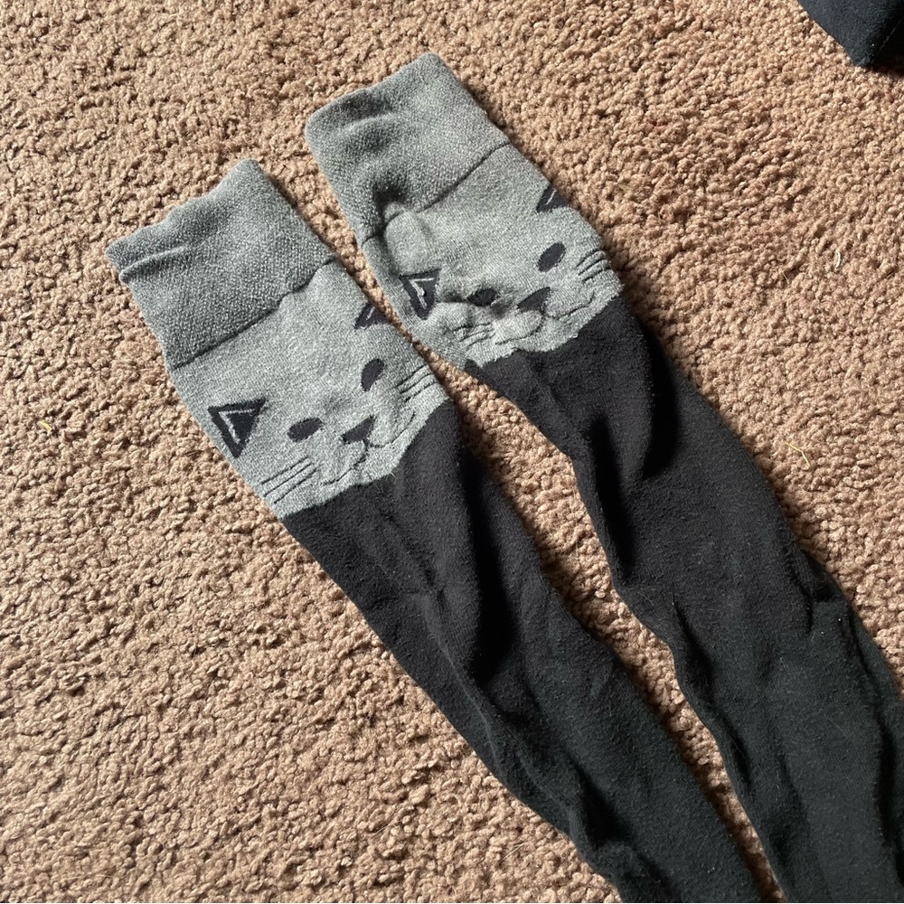 Thigh high kitty socks